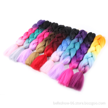 Hot sell  24'  Synthetic Ombre color Jumbo braiding hair  jumbo hair braid ombre